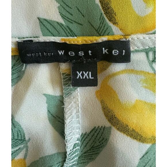 West Kei Lemon Print Sheer Tie Blouse Size XXL - Picture 3 of 4